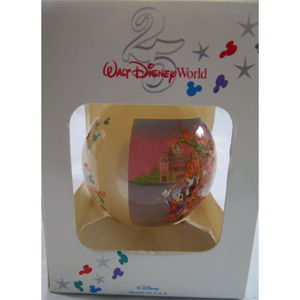 Walt Disney World 25th Anniversary Ornament Characters Shrink Wrap Glass NIB